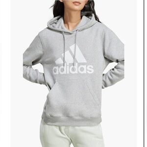 Adidas Women's Light Gray Hoodie ESSENTIALS RELAXED LOGO HOODIE XS